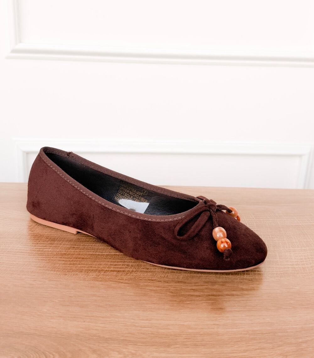 Leilani Beaded Ballet Flat in Chocolate